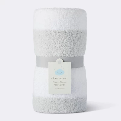 Chenille Stripe Baby Blanket - Gray And White Stripes - Cloud Island™ - Image 3