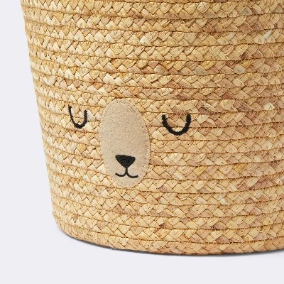 Braided Water Hyacinth Tapered Floor Basket Sleepy Bear - Cloud Island™ - Image 2