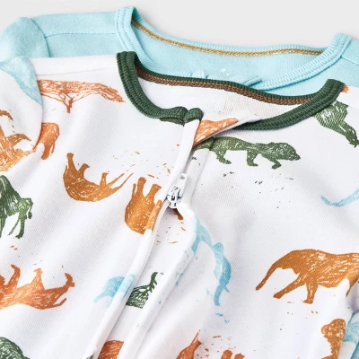 Baby Boys' 2pk Safari Animals Zip Romper - Cloud Island™ - Image 2