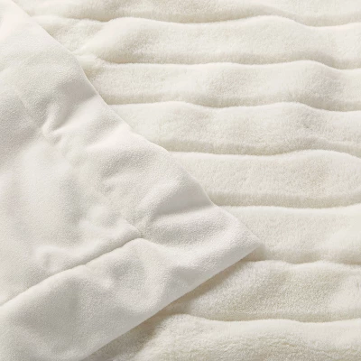 Faux Fur With Channel Carving Baby Blanket - Cream - Cloud Island™ - Image 2