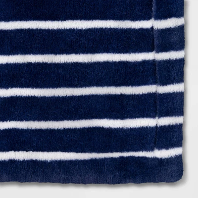 Toddler Bed Plush Blanket - Cloud Island™ Navy Stripe - Image 2