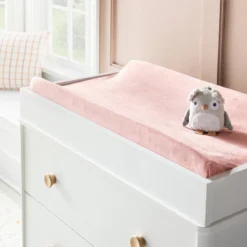 Velvet Polyester Spandex Changing Pad Cover - Pink - Cloud Island™
