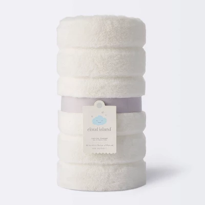 Faux Fur With Channel Carving Baby Blanket - Cream - Cloud Island™ - Image 3