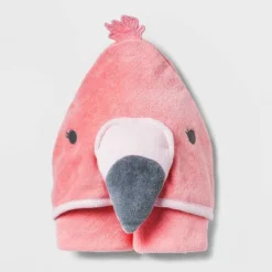 Baby Girls' Flamingo Hooded Bath Towel - Cloud Island™ Coral