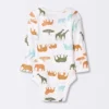 Baby 4pk Safari Animals Long Sleeve Bodysuit - Cloud Island™