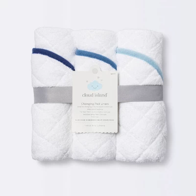 Changing Pad Liner White With Blue Edge - Cloud Island™ 3pk - Image 3