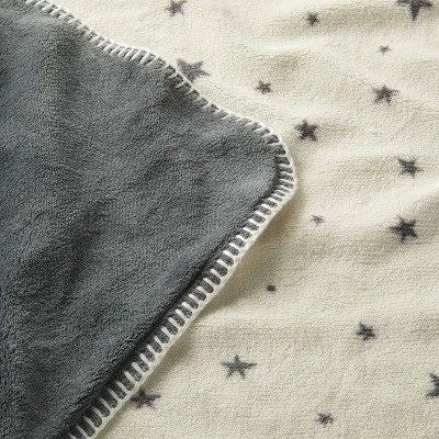 Plush Baby Blanket Gray Stars - Gray - Cloud Island™ - Image 2